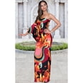 thumbnail image 4 of KOH KOH Long Sexy One Shoulder Flower Print Hawaiian Summer Spring Cocktail Party Full Length Tall Flowy Sundress Maxi Dress Gown For Women Pink & Multi Color XXXX-Large US 26-28 NT169_A002, 4 of 6