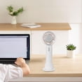 thumbnail image 1 of Ventilador de refrigeración Personal, ventilador de mano recargable por USB con Base, ventilador de escritorio pequeño Personal de 3 velocidades para maquillaje de mujer en interiores,, 1 of 8