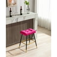 thumbnail image 2 of Bar Stool with Footrest, Comfy Backless Velvet Upholstered Counter Height Bar Chair with Metal Legs, Vintage Dining Chair for Kitchen, Dining Room, Bar, Club, Cafe, Office, Rose Red, 2 of 9