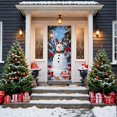 thumbnail image 3 of Christmas Door Cover With Snowman Design Elastic Stretchy Fabric For Front Door Holiday Decor(White-90x180cm), 3 of 4