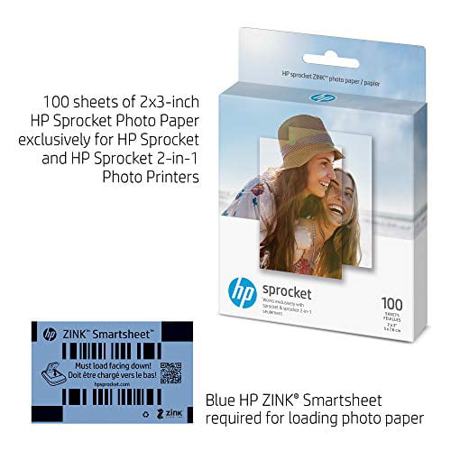 HP Zink Sticky-Backed Photo Paper, 20 Sheets, 2 x 3 each, for HP Sprocket  Photo Printer