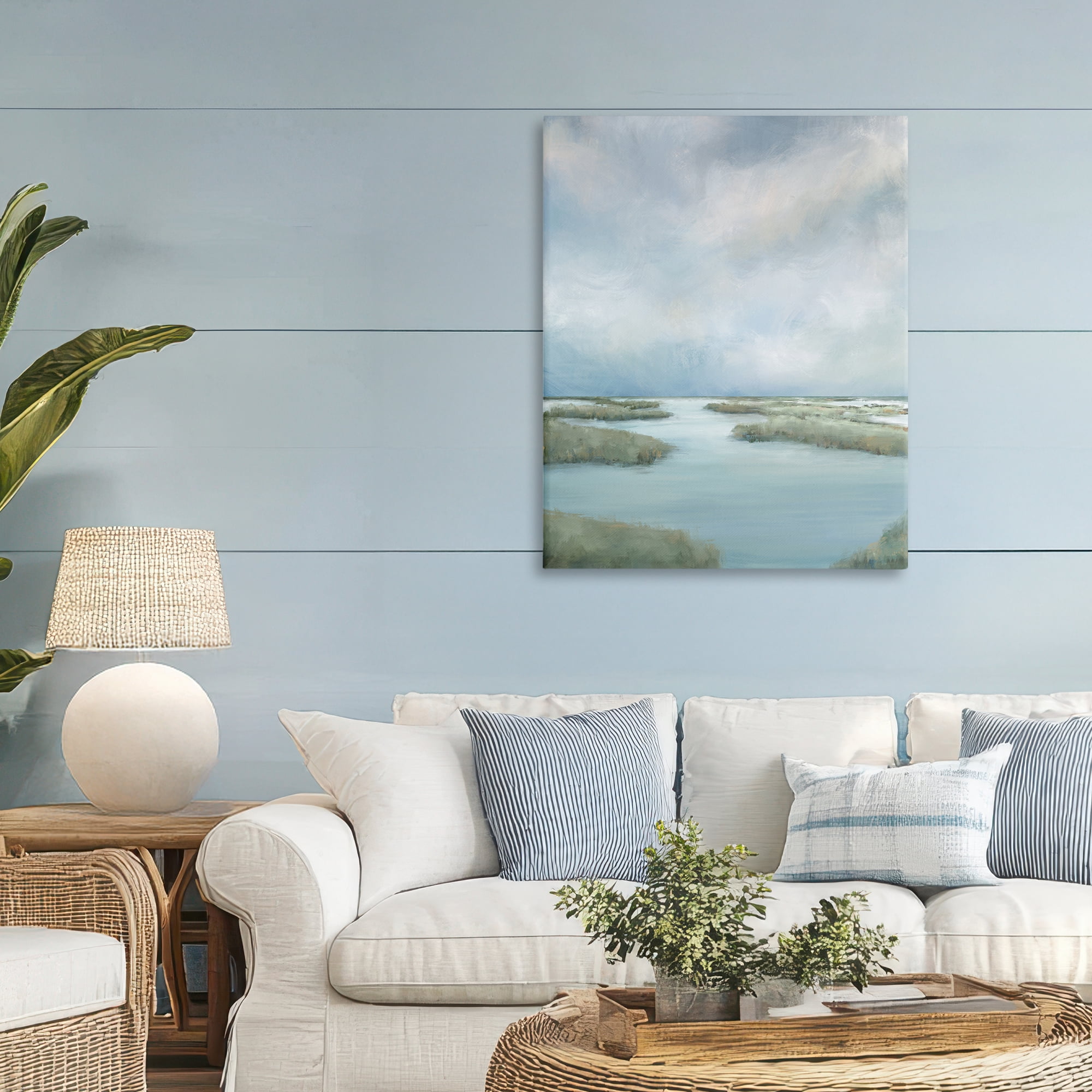 Hazy Marsh Land View Canvas Wall Art, design by Leah Noel Art