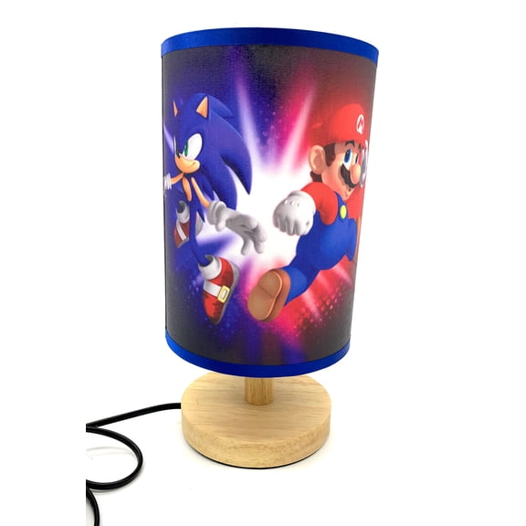 Mario and Sonic Table Lamp Night Light Wood Base Room Decoration or Great Gift Ideas