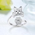 thumbnail image 2 of Anillo de perro para mujer, de plata de ley, Yorkie/Pug, joyería para perro, 2 of 4