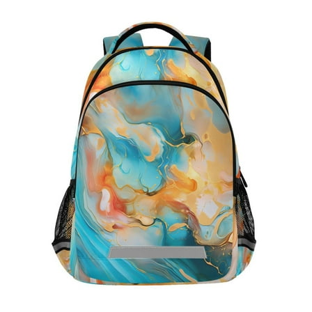ALAZA Blue Golden Marble Backpack Elementary School Bag Bookbag Travel Rucksack