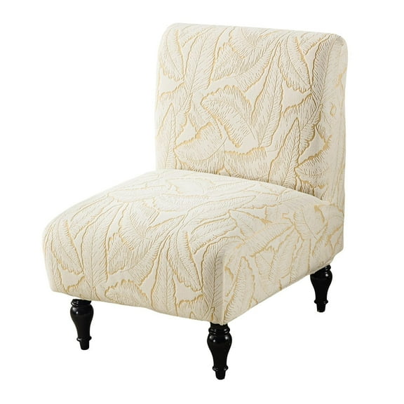 LKJYER Armless Accent Chair Cover Slipcover, Stretch Jacquard Accent Chair Cover Without Arms Removable Armless Slipper Chair Slipcover Furniture Protector Covers for Living Room Hotel