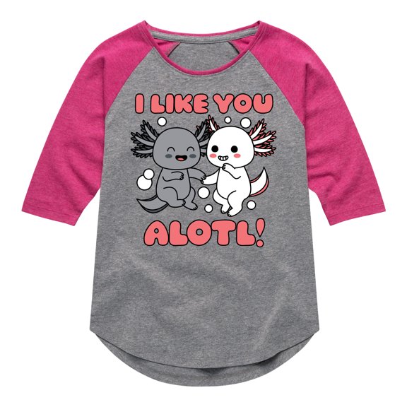 Instant Message - I Like You Alotl - Toddler And Youth Girls Raglan Graphic T-Shirt
