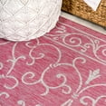 thumbnail image 2 of JONATHAN Y SMB106J-210 Charleston Vintage Filigree Textured Weave Fuchsia/Light Gray 2 ft. x 10 ft. Indoor/Outdoor Runner Rug, Pet Friendly, Easy to Clean, for Patio, Living Room, Bedroom, 2 of 8