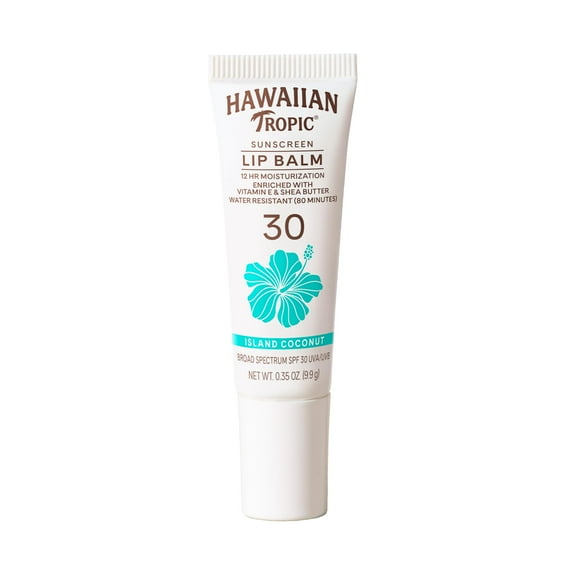 Hawaiian Tropic Lip Sunscreen YYF14 SPF 30, Island Coconut | SPF Lip Balm, Beach Essentials, Travel Size Sunscreen for Lips, 0.3oz