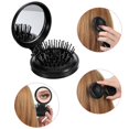 thumbnail image 5 of Cepillo de viaje plegable de 2 piezas con espejo, cerdas desplegables compactas para cabello húmedo y seco, color negro., 5 of 5