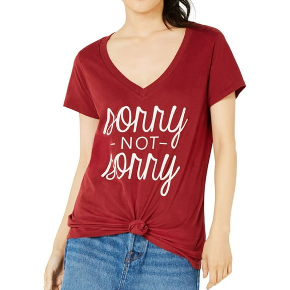 Love Tribe Womens Sorry Not Sorry Graphic T-Shirt, Red, Juniors, Small