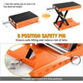 thumbnail image 5 of Nilight Motorcycle Lift Jack 1100 LBS Scissor Jacks Stand Lift with Wide Deck Safety Pin Handle 3.4"-14.2" Height Adjustable Hoist Stand Garage Repair Lifter for Motorcycles ATV Dirt Bike, Orange, 5 of 9