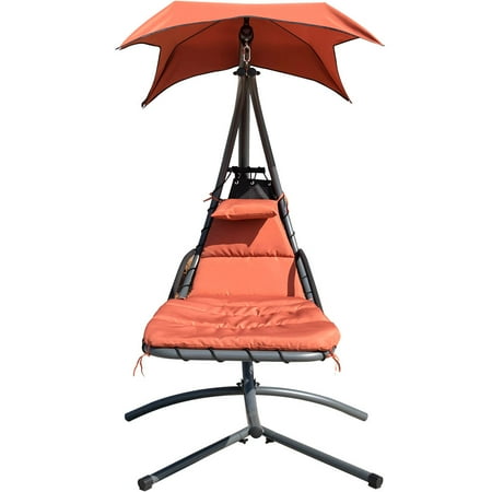 Finether Hanging Chaise Lounge Chair Outdoor Indoor Hammock Finether Hanging Chaise Lounge Chair Outdoor Indoor Hammock Swing With Arc Stand Canopy And