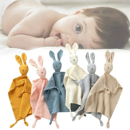 

6PCS Baby Safety Blanket Cotton Muslin Soft Towel Bib Rabbit Doll Teething Quilt Kids Comfortable