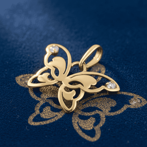 Vinali Solid 14K Yellow Gold Butterfly Pendant