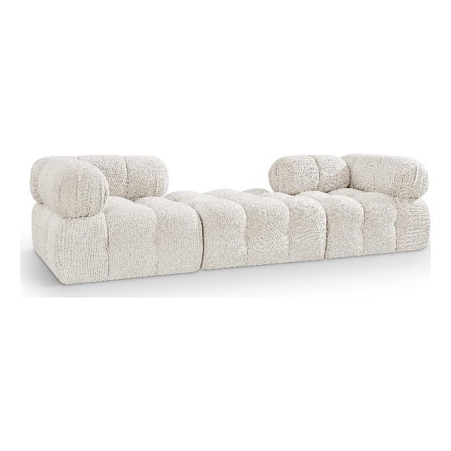 Meridian Furniture Ames 102" Cream Boucle Fabric Upholstered 3pc. Modular Sofa