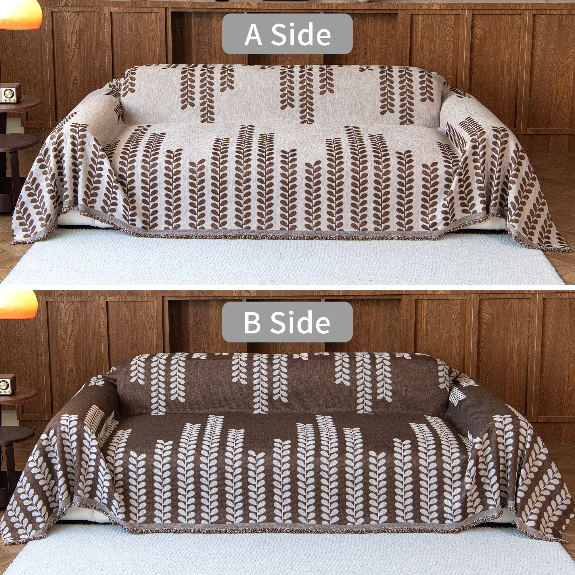 Smuge Sofa Cover Couch Cover Protector Slipcover, L Shape 3 Cushion Throw Sofa Towel Furniture Cover for Dogs Cats Home Decor (71"x 118", Light Coffee)