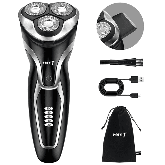 MAX-T 2 in 1 Electric Razor for Men, Wet & Dry Men Electric Razor, Electric Shaver for Men Rechargeable IPX7 Waterproof, Men Electric Shave with Pop-Up Trimmer, Gift for Men