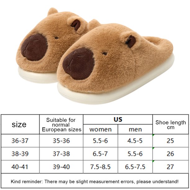 Zapatillas de peluche de capybara zapatillas de punta cerrada
