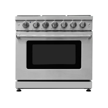 36 inch Gas Range with 6 Gas Burners and Convection Oven in Stainless Steel