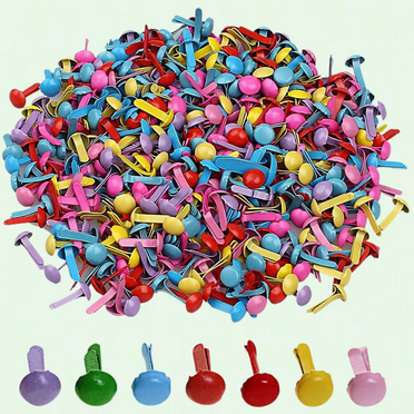 500 Mini Brads Brass Fasteners for Kids Craft, Scrapbooking Supplies(Colors,0.2 x 0.6 Inch)