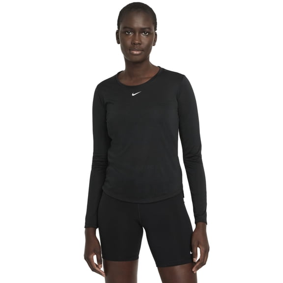 Nike Dri-FIT One Long Sleeve Top in Black/White at Nordstrom, Size Xx-Large