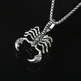 thumbnail image 6 of ievspot 1 Pcs Men's Large Heavy Stainless Steel Pendant Necklace Silver Black Scorpion Necklace Gothic Pendant Necklace, 6 of 8