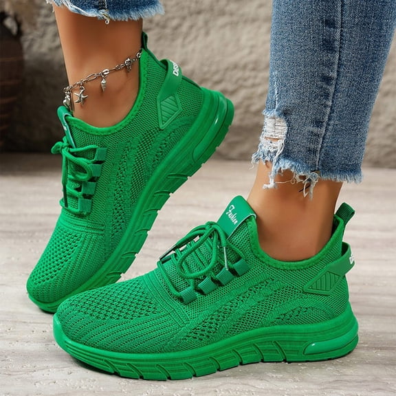 Domzle Women's Walking Shoes Comfortable Cushion Running Tennis Shoes Non-Slip Athletic Workout Cross Training Sports Fashion Sneaker Green 39