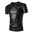 thumbnail image 5 of Lars Amadeus Men's Metallic Shiny Nightclub Short Sleeve Party Disco T-Shirt, 5 of 6