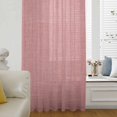 thumbnail image 6 of Vintage Peach Pink Sheer Curtains 45 Inches Long, Farmhouse Retro Solid Color Linen Texture Light Filering Curtains, Breathable Simi Curtain Privacy Drapes for Kitchen Bathroom Small Window Treatment, 6 of 9