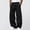 Black, variant on WIZUTIZ Men's Lace Up Elastic Waist Pants Solid Color Relaxed Fit Casual Straight Leg Trousers With Pockets