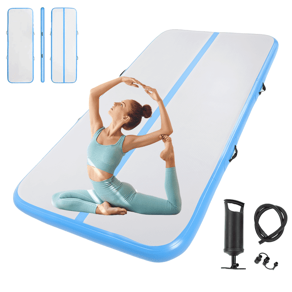 FAGINEY Inflatable Gymnastics Mat Thick PVC Cushioning 6.6 X 3.3ft Air Gym Mat for Training Fitness