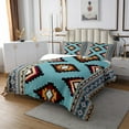 thumbnail image 3 of Erosebridal Aztec Coverlet Set King for Adult, Rustic Bear Bedding Set, Geometric Stripe Decor, 3pcs, 3 of 5