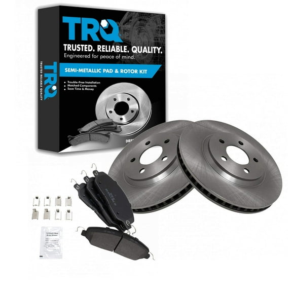TRQ Front Brake Pad & Rotor Kit Brake Pads Brake Rotor Semi-Metallic Fits Select 2005-2014 Ford Mustang