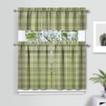 thumbnail image 2 of Kitchen Curtains 36 Inch Short - 3 Panel Set, Rod Pocket Window Curtain, 100% Polyester for Farmhouse, Cafe, Kitchen, Living Room, Bedroom, Rustic Buffalo Plaid & Geometric Design, Easy Wash, 2 of 5