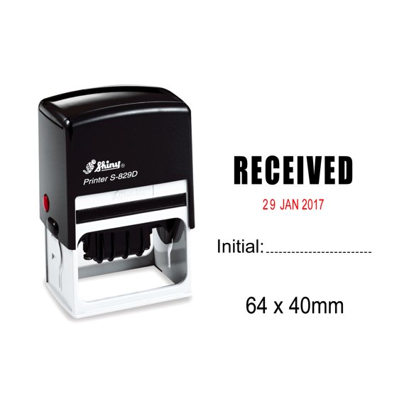 Self Inking Shiny Date Stamper With Received & Initial Text Ofiice Stationery Rubber Stamp S-829D