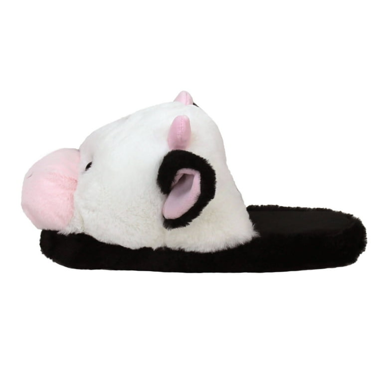 Fuzzy Cow Slippers Plush Holstein Animal Slippers Adult One