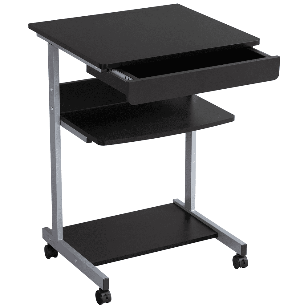 Fullfurnique Bureau d'ordinateur Portable avec Rangement Compact, Noir