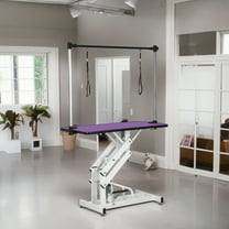 Demi Bonn 42" Heavy Duty Electric Lifting Pet Dog Grooming Table for Large Dogs with "H" Arm, Anti-Skid Rubber Desktop and Powerful Motor, Purple
