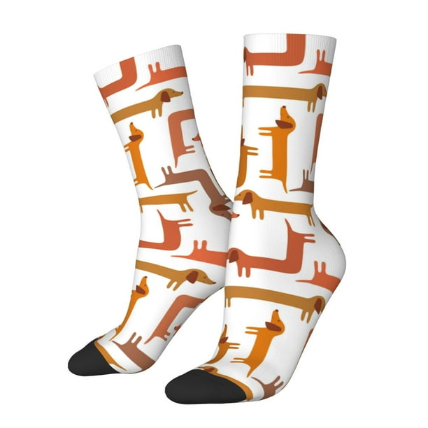 Fotbe Dachshund Dog Calcetas Largas con Estampado para Hombre y Mujer – Calcetas de Compresión Transpirables y Elásticas, Viajar y Uso Diario Talla 5-11