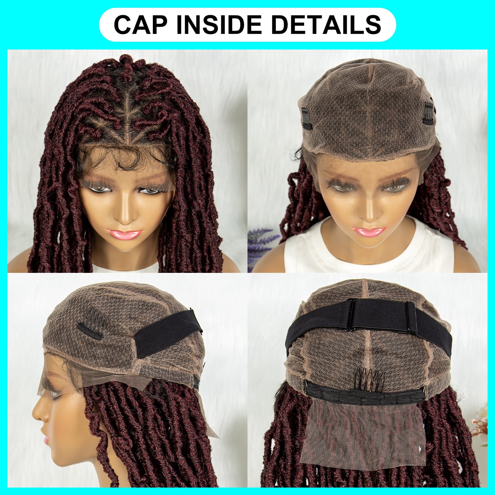 Full Lace Braided Wigs Synthetic Lace Wigs 34 Inches Handmade Braided Wigs Crochet Wigs Faus Locs Braided Wigs for Women (1B/BUG color)