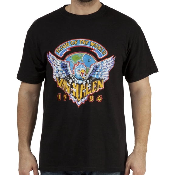 Colorful Eagle Graphic Men's T-Shirt - Celebrate the Van Halen 1984 Tour of the World