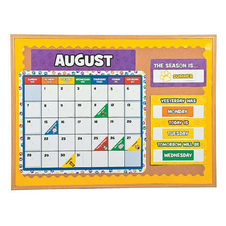 Fun Express Paw Print Bulletin Board Calendar Educational