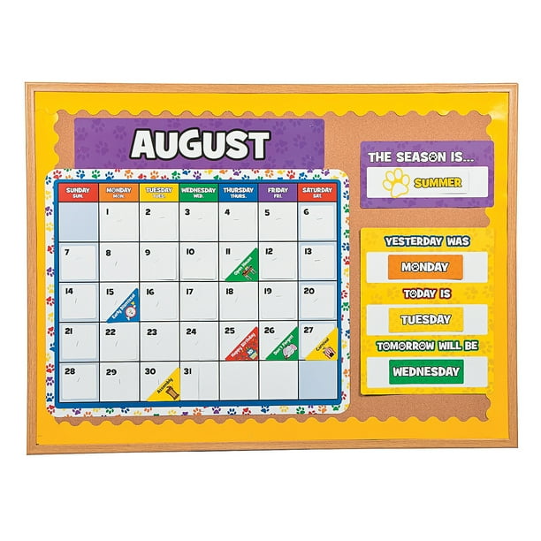 Paw Print Bulletin Board Calendar Educational 11 Pieces Walmart