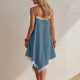 thumbnail image 6 of VBVC Women's Cotton-Linen Lace Trim Linen Slip Dress , Ladies' Spaghetti Strap Asymmetrical Hem Dress , Summer Casual Boho Swing Dress For Women,Light Blue,S-2XL, 6 of 8