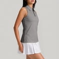 thumbnail image 4 of Nestiefly Womens Sleeveless Golf Shirts - Quarter Zip UPF 50+ Collared Polo Shirts, Quick Dry Zip Up Tennis Sports Active Tee Gray M, 4 of 7