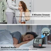 VOCOO Digital Travel Alarm Clock, Mini LCD Display, Backlight, Snooze, 12/24H, Folding Battery-Operated (Black)