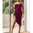 thumbnail image 3 of GHSDFBB Robe Satinée Sans Manches à Bretelles Spaghetti pour Femme, Cocktail, Plage, Soirée, Fête, Col Bénitier, Pois, Léopard, Midi, 3 of 6