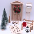thumbnail image 4 of Accesorios decorativos de decoración navideña con puerta de gnomo, árbol de Navidad, corona decorativa, escalera de madera, alfombra, banco, sombreros, bufandas, farol, secreto de Navidad,, 4 of 5