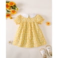 thumbnail image 6 of 18 Months Baby Girls Dress 24 Months Girls Short Sleeve Dress Peter-Pan Collar Bubble Sleeve Toddler Girls Summer Floral Dress Yellow, 6 of 10